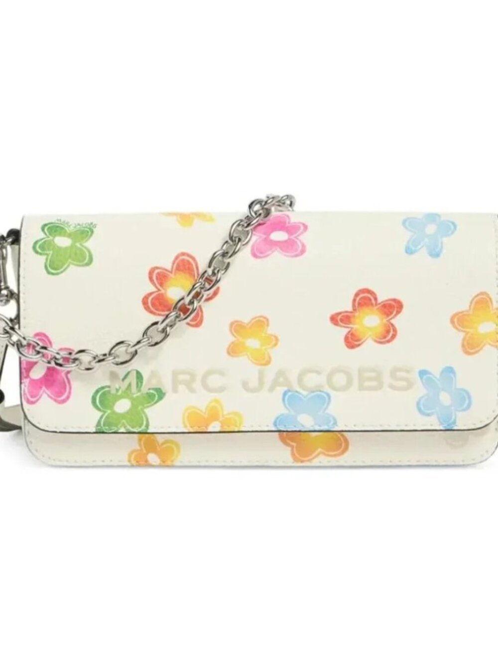 NEW Marc Jacobs Pebbled Leather Floral Crossbody Bag Chain & Leather Strap NWT